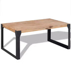vidaXL Solid Acacia Wood Coffee Table with Steel Legs - Stylish Industrial, Durable Furniture, Brown and Black