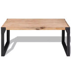 Table basse en bois d'acacia massif avec pieds en acier 100 cm (L) x 60 cm (l) x 45 cm (H) Marron/Noir