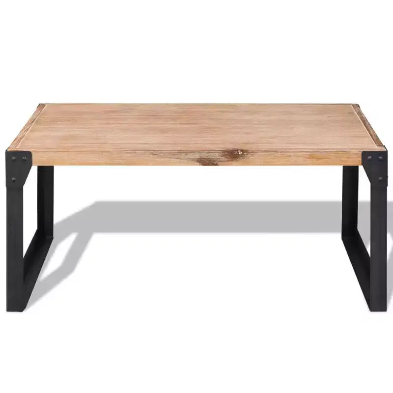 Table basse en bois d'acacia massif avec pieds en acier 100 cm (L) x 60 cm (l) x 45 cm (H) Marron/Noir