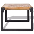 Table basse en bois d'acacia massif avec pieds en acier 100 cm (L) x 60 cm (l) x 45 cm (H) Marron/Noir