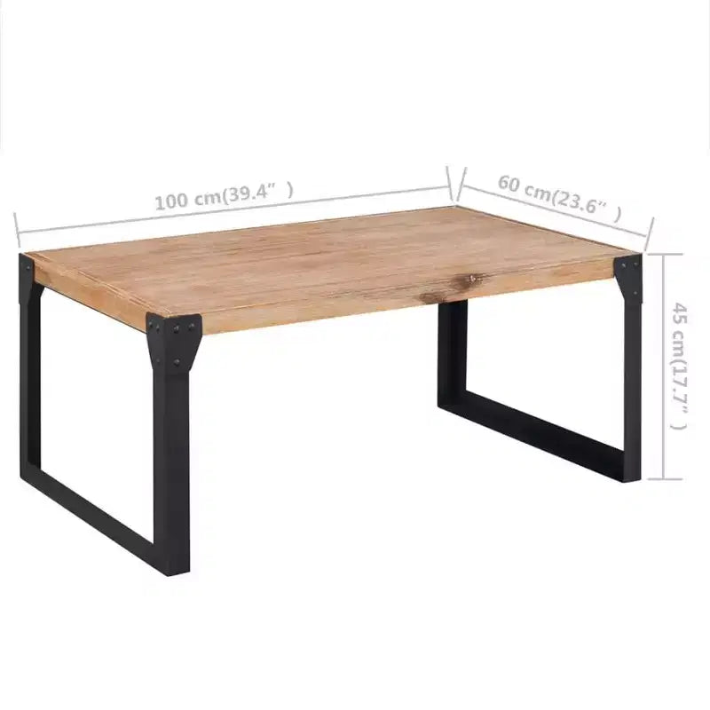 Table basse en bois d'acacia massif avec pieds en acier 100 cm (L) x 60 cm (l) x 45 cm (H) Marron/Noir
