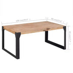 Table basse en bois d'acacia massif avec pieds en acier 100 cm (L) x 60 cm (l) x 45 cm (H) Marron/Noir