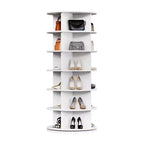 360 Rotating Freestanding Shoe Cabinet, Circular Rotating Shoe Rack Tower, Vertical Rotating Shoe Display Stand, Suitable for Entryway