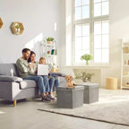 Pouffe de rangement pliable en faux daim de polyester 38 cm (L) x 38 cm (H)