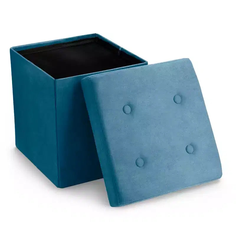 Pouffe de rangement pliable en faux daim de polyester 38 cm (L) x 38 cm (H)