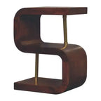 HomeRoots 24 Chestnut And Gold Solid Wood Curved Nightstand