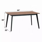 Table à manger rectangulaire en bois d'hévéa et MDF avec plateau en placage de noyer 59''L x 30''H Brun/Noir