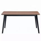 Table à manger rectangulaire en bois d'hévéa et MDF avec plateau en placage de noyer 59''L x 30''H Brun/Noir