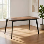 Table à manger rectangulaire en bois d'hévéa et MDF avec plateau en placage de noyer 59''L x 30''H Brun/Noir