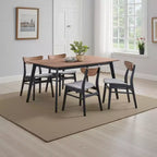 Table à manger rectangulaire en bois d'hévéa et MDF avec plateau en placage de noyer 59''L x 30''H Brun/Noir