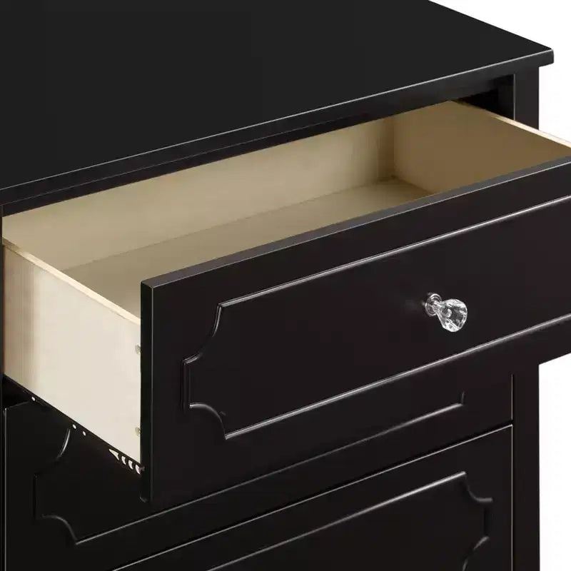 Commode 3 tiroirs en pin massif avec poignées en cristal 18''L x 35.5''P x 34''H Blanc