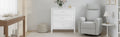 Commode 3 tiroirs en pin massif avec poignées en cristal 18''L x 35.5''P x 34''H Blanc