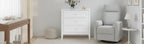 Commode 3 tiroirs en pin massif avec poignées en cristal 18''L x 35.5''P x 34''H Blanc