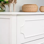 Commode 3 tiroirs en pin massif avec poignées en cristal 18''L x 35.5''P x 34''H Blanc