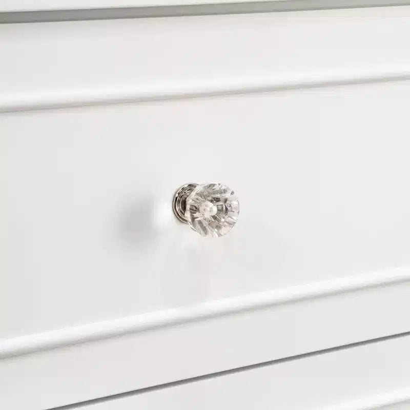 Commode 3 tiroirs en pin massif avec poignées en cristal 18''L x 35.5''P x 34''H Blanc