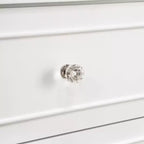 Commode 3 tiroirs en pin massif avec poignées en cristal 18''L x 35.5''P x 34''H Blanc