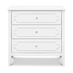 Commode 3 tiroirs en pin massif avec poignées en cristal 18''L x 35.5''P x 34''H Blanc