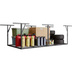Heavy-Duty Overhead Garage Storage Rack  Ceiling Mounted Steel Shelving System (600LBS Capacity, Adjustable Height, 1-Pack)