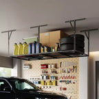 Support de rangement suspendu en acier pour garage, montage au plafond, 96 po P x 48 po L, hauteur réglable
