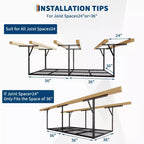 Support de rangement suspendu en acier pour garage, montage au plafond, 96 po P x 48 po L, hauteur réglable