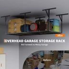 Support de rangement suspendu en acier pour garage, montage au plafond, 96 po P x 48 po L, hauteur réglable