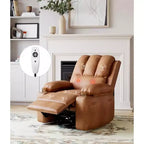 Fauteuil inclinable pivotant et à bascule en métal et similicuir avec massage et chaleur 95 cm (L) x 103 cm (H)