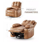 Fauteuil inclinable pivotant et à bascule en métal et similicuir avec massage et chaleur 95 cm (L) x 103 cm (H)