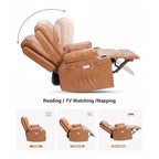 Fauteuil inclinable pivotant et à bascule en métal et similicuir avec massage et chaleur 95 cm (L) x 103 cm (H)