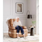 Fauteuil inclinable pivotant et à bascule en métal et similicuir avec massage et chaleur 95 cm (L) x 103 cm (H)
