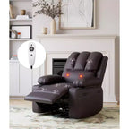 Fauteuil inclinable pivotant et à bascule en métal et similicuir avec massage et chaleur 95 cm (L) x 103 cm (H)