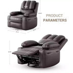 Fauteuil inclinable pivotant et à bascule en métal et similicuir avec massage et chaleur 95 cm (L) x 103 cm (H)