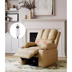Fauteuil inclinable pivotant et à bascule en métal et similicuir avec massage et chaleur 95 cm (L) x 103 cm (H)