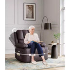 Fauteuil inclinable pivotant et à bascule en métal et similicuir avec massage et chaleur 95 cm (L) x 103 cm (H)