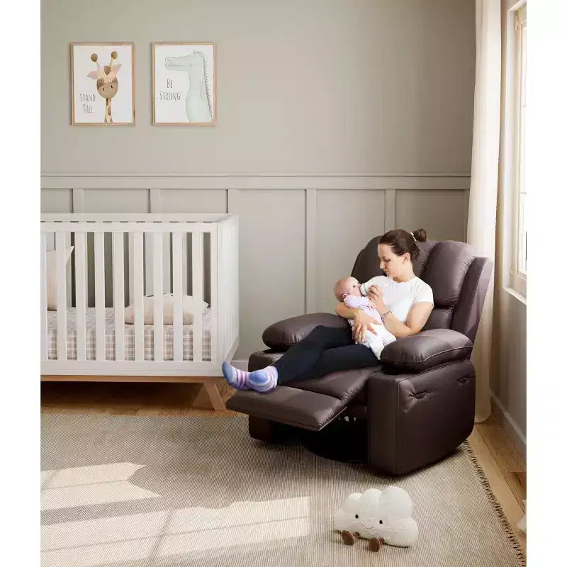 Fauteuil inclinable pivotant et à bascule en métal et similicuir avec massage et chaleur 95 cm (L) x 103 cm (H)