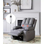 Fauteuil inclinable pivotant et à bascule en métal et similicuir avec massage et chaleur 95 cm (L) x 103 cm (H)