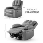Fauteuil inclinable pivotant et à bascule en métal et similicuir avec massage et chaleur 95 cm (L) x 103 cm (H)