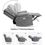 Fauteuil inclinable pivotant et à bascule en métal et similicuir avec massage et chaleur 95 cm (L) x 103 cm (H)