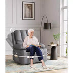 Fauteuil inclinable pivotant et à bascule en métal et similicuir avec massage et chaleur 95 cm (L) x 103 cm (H)