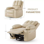 Fauteuil inclinable pivotant et à bascule en métal et similicuir avec massage et chaleur 95 cm (L) x 103 cm (H)