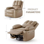 Fauteuil inclinable pivotant et à bascule en métal et similicuir avec massage et chaleur 95 cm (L) x 103 cm (H)