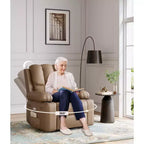 Fauteuil inclinable pivotant et à bascule en métal et similicuir avec massage et chaleur 95 cm (L) x 103 cm (H)