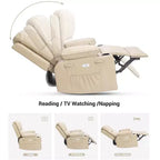 Fauteuil inclinable pivotant et à bascule en métal et similicuir avec massage et chaleur 95 cm (L) x 103 cm (H)