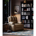 Fauteuil inclinable pivotant et à bascule en métal et similicuir avec massage et chaleur 95 cm (L) x 103 cm (H)