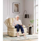Fauteuil inclinable pivotant et à bascule en métal et similicuir avec massage et chaleur 95 cm (L) x 103 cm (H)