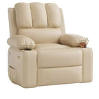 Oversized Padded Swivel Rocking Recliner Chair with Heat and Massage  Comfy Faux Leather Swivel Rocker Reclining Single Sofa for Adults