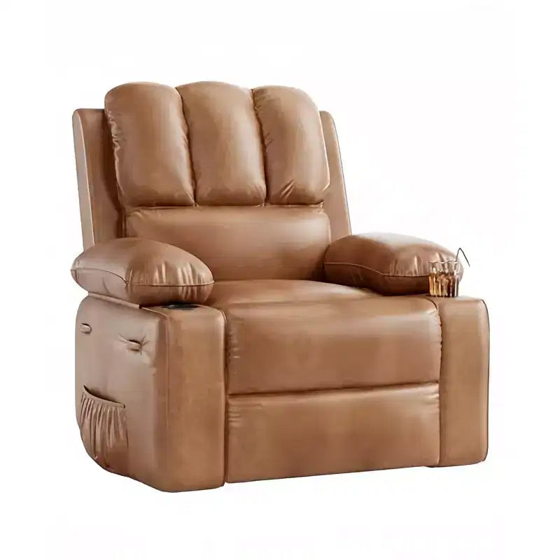 Fauteuil inclinable pivotant et à bascule en métal et similicuir avec massage et chaleur 95 cm (L) x 103 cm (H)