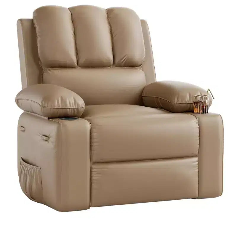 Fauteuil inclinable pivotant et à bascule en métal et similicuir avec massage et chaleur 95 cm (L) x 103 cm (H)