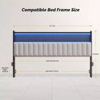 Tête de lit en métal et rembourrée avec étagères à 2 niveaux, panneau perforé et lumières LED RVB 101,5 cm (L) x 115 cm (H)
