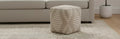 Pouf Ottoman en Coton, Jute et Laine à Motifs Géométriques Cubiques 45,7 cm H x 45,7 cm L Ivoire
