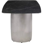 Table à manger rectangulaire en métal et pierre frittée avec base incurvée dorée L 180 cm x H 76 cm Blanc